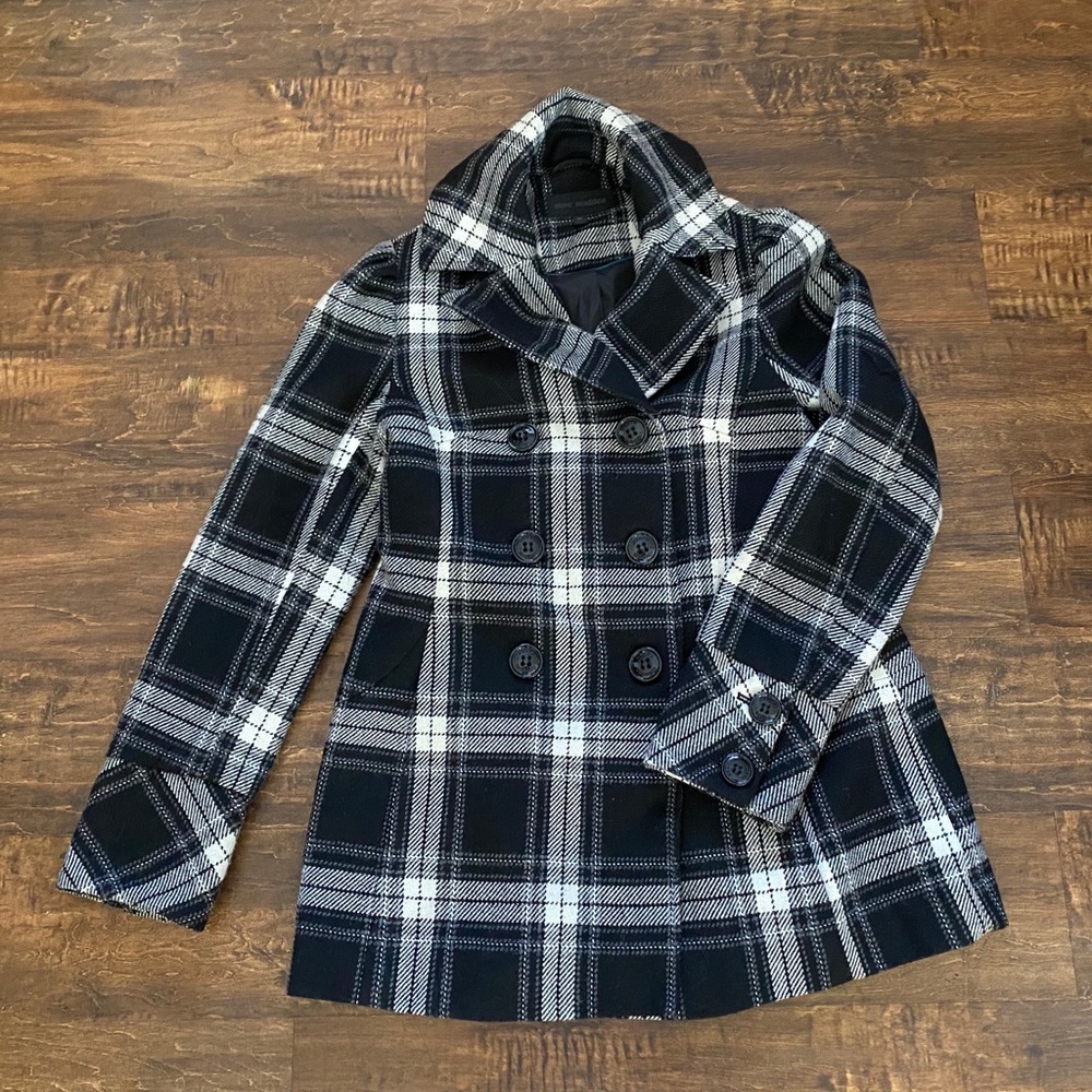 Steve Madden pea coat, jacket, plaid, medium